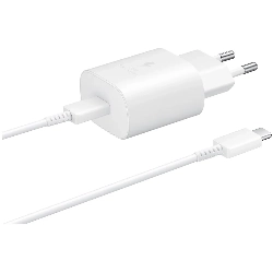 Сетевое зарядное устройство Samsung EP-TA800 + кабель USB Type-C, 25 Вт, белый