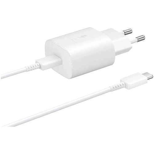 Сетевое зарядное устройство Samsung EP-TA800 + кабель USB Type-C, 25 Вт, белый
